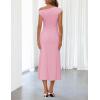 MEROKEETY Women’s Wedding Guest One Shoulder Dresses 2026 Summer Formal Elegant Cocktail Party Midi Dress(Pink)