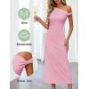 MEROKEETY Women’s Wedding Guest One Shoulder Dresses 2026 Summer Formal Elegant Cocktail Party Midi Dress(Pink)