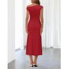 MEROKEETY Women’s Wedding Guest One Shoulder Dresses 2026 Summer Formal Elegant Cocktail Party Midi Dress(Red)