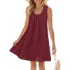 MEROKEETY Women’s Summer Boho Mini Dress 2026 Sleeveless Eyelet Embroidered Floral Flowy A Line Beach Vacation Short Dresses(Wine)