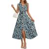 MEROKEETY Women’s Summer Sleeveless Floral Maxi Dress 2026 Boho Casual Flowy Zipper V Neck Split Beach Dresses(Dustyblue)