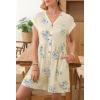 MEROKEETY Rompers for Women Summer 2026 Casual Cap Sleeve V neck Button Short Jumpsuit Overalls Beach Vacation Outfits(Beige Floral)