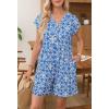 MEROKEETY Rompers for Women Summer 2026 Casual Cap Sleeve V neck Button Short Jumpsuit Overalls Beach Vacation Outfits(Blue White)