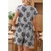 MEROKEETY Rompers for Women Summer 2026 Casual Cap Sleeve V neck Button Short Jumpsuit Overalls Beach Vacation Outfits(Grey Floral)
