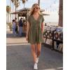 MEROKEETY Rompers for Women Summer 2026 Casual Cap Sleeve V neck Button Short Jumpsuit Overalls Beach Vacation Outfits(Olive)