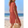 MEROKEETY Rompers for Women Summer 2026 Casual Cap Sleeve V neck Button Short Jumpsuit Overalls Beach Vacation Outfits(Rust)