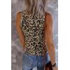 MEROKEETY Women’s 2026 Summer Sleeveless Tank Tops V Neck Ribbed Dressy Casual Henley Shirts Button Loose Cami Tees(Leopard)
