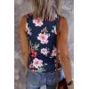 MEROKEETY Women’s 2026 Summer Sleeveless Tank Tops V Neck Ribbed Dressy Casual Henley Shirts Button Loose Cami Tees(Navyfloral)