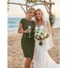 MEROKEETY Women’s 2026 Summer Wedding Guest Mini Dress Bodycon Cap Sleeve Elegant Formal Cocktail Party Short Dresses(Armygreen)