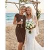 MEROKEETY Women’s 2026 Summer Wedding Guest Mini Dress Bodycon Cap Sleeve Elegant Formal Cocktail Party Short Dresses(Coffee)