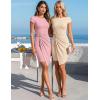 MEROKEETY Women’s 2026 Summer Wedding Guest Mini Dress Bodycon Cap Sleeve Elegant Formal Cocktail Party Short Dresses(Pink)