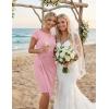 MEROKEETY Women’s 2026 Summer Wedding Guest Mini Dress Bodycon Cap Sleeve Elegant Formal Cocktail Party Short Dresses(Pink)