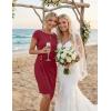 MEROKEETY Women’s 2026 Summer Wedding Guest Mini Dress Bodycon Cap Sleeve Elegant Formal Cocktail Party Short Dresses(Wine)