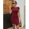 MEROKEETY Women’s 2026 Summer Wedding Guest Mini Dress Bodycon Cap Sleeve Elegant Formal Cocktail Party Short Dresses(Wine)