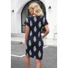 MEROKEETY Women’s 2026 Summer Casual T Shirt Dress Short Sleeve Striped Tie Waist Work Vacation Trendy Short Dresses(Navyfloral)