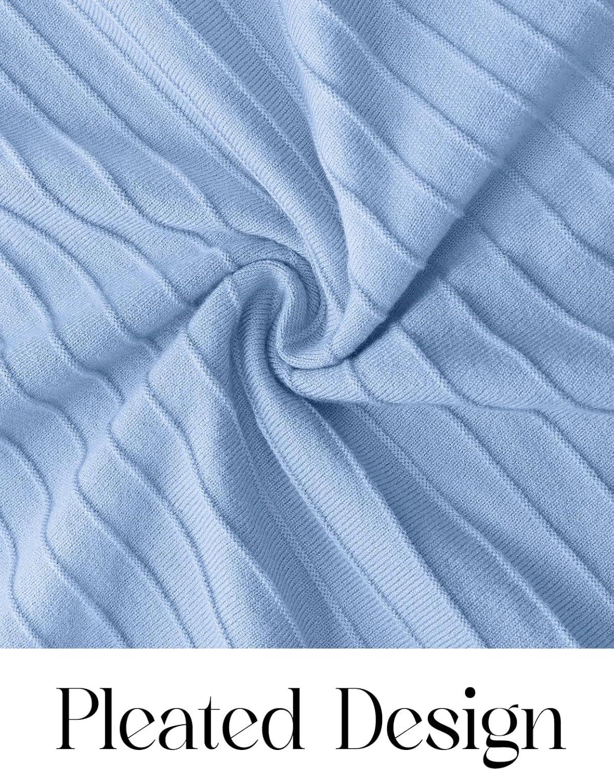 imageMEROKEETY Womens Summer Midi Dress 2026 Spring Sleeveless Pleated A Line Casual Business Work Cocktail Vacation DressesBlue