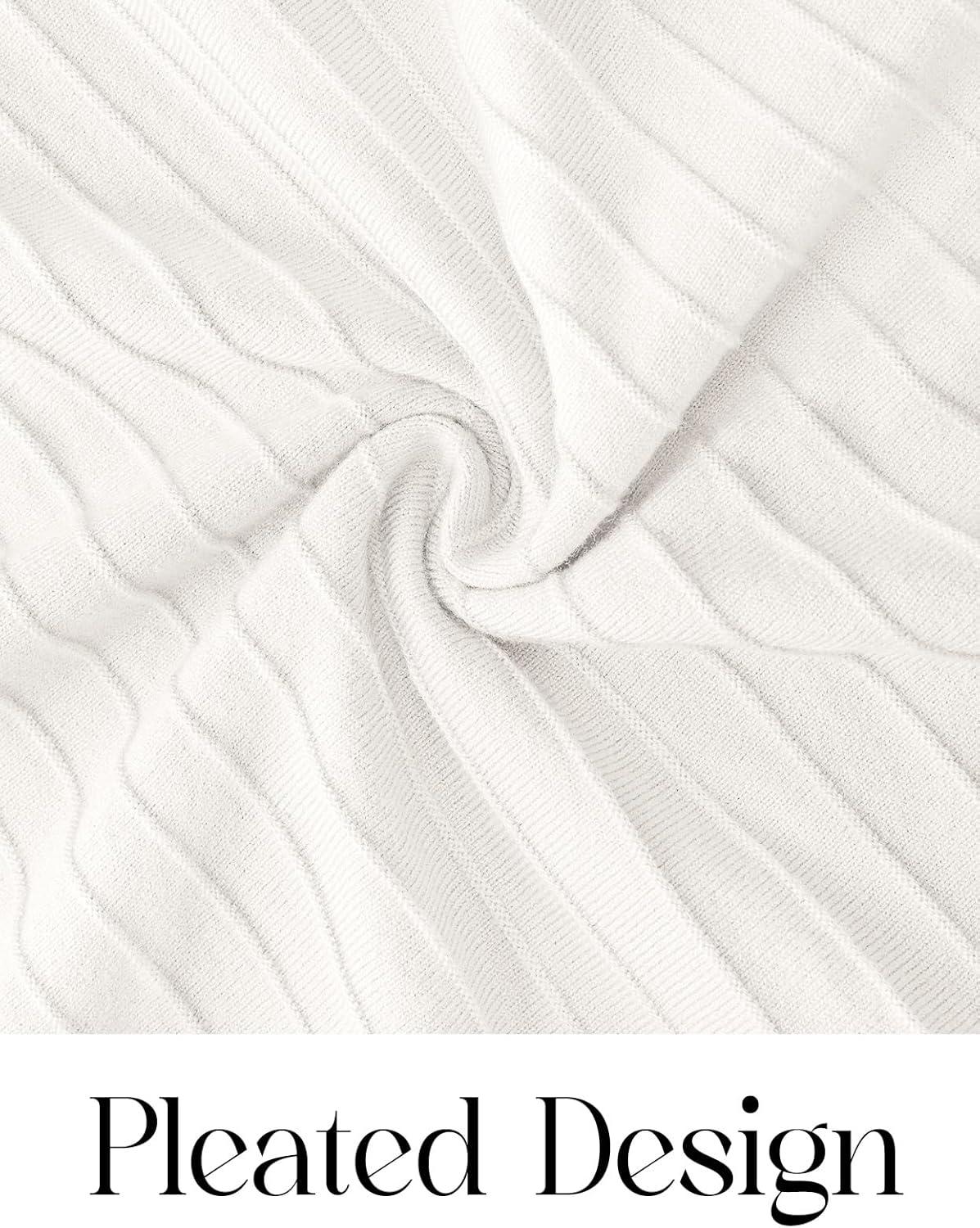 imageMEROKEETY Womens Summer Midi Dress 2026 Spring Sleeveless Pleated A Line Casual Business Work Cocktail Vacation DressesWhite