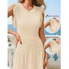 MEROKEETY Summer Sleeveless Casual Midi Dress 2026 Spring A Line Fringe Flowy Pleated Business Work Dresses(Apricot)