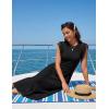 MEROKEETY Summer Sleeveless Casual Midi Dress 2026 Spring A Line Fringe Flowy Pleated Business Work Dresses(Black)