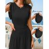 MEROKEETY Summer Sleeveless Casual Midi Dress 2026 Spring A Line Fringe Flowy Pleated Business Work Dresses(Black)