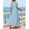 MEROKEETY Summer Sleeveless Casual Midi Dress 2026 Spring A Line Fringe Flowy Pleated Business Work Dresses(Blue)