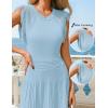 MEROKEETY Summer Sleeveless Casual Midi Dress 2026 Spring A Line Fringe Flowy Pleated Business Work Dresses(Blue)