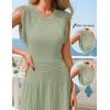 MEROKEETY Summer Sleeveless Casual Midi Dress 2026 Spring A Line Fringe Flowy Pleated Business Work Dresses(Green)