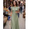 MEROKEETY Summer Sleeveless Casual Midi Dress 2026 Spring A Line Fringe Flowy Pleated Business Work Dresses(Green)