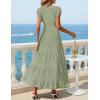 MEROKEETY Summer Sleeveless Casual Midi Dress 2026 Spring A Line Fringe Flowy Pleated Business Work Dresses(Green)
