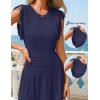 MEROKEETY Summer Sleeveless Casual Midi Dress 2026 Spring A Line Fringe Flowy Pleated Business Work Dresses(Navy)