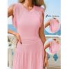 MEROKEETY Summer Sleeveless Casual Midi Dress 2026 Spring A Line Fringe Flowy Pleated Business Work Dresses(Pink)