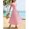 MEROKEETY Summer Sleeveless Casual Midi Dress 2026 Spring A Line Fringe Flowy Pleated Business Work Dresses(Pink)