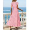 MEROKEETY Summer Sleeveless Casual Midi Dress 2026 Spring A Line Fringe Flowy Pleated Business Work Dresses(Pink)