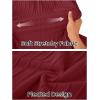 MEROKEETY Summer Sleeveless Casual Midi Dress 2026 Spring A Line Fringe Flowy Pleated Business Work Dresses(Wine)