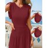 MEROKEETY Summer Sleeveless Casual Midi Dress 2026 Spring A Line Fringe Flowy Pleated Business Work Dresses(Wine)