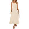 MEROKEETY Women’s Summer Midi Dress 2026 Spring Sleeveless Pleated A Line Casual Business Work Cocktail Vacation Dresses(Apricot)