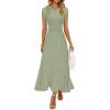 MEROKEETY Summer Sleeveless Casual Midi Dress 2026 Spring A Line Fringe Flowy Pleated Business Work Dresses(Green)