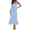 MEROKEETY Women’s Summer Midi Dress 2026 Spring Sleeveless Pleated A Line Casual Business Work Cocktail Vacation Dresses(Blue)