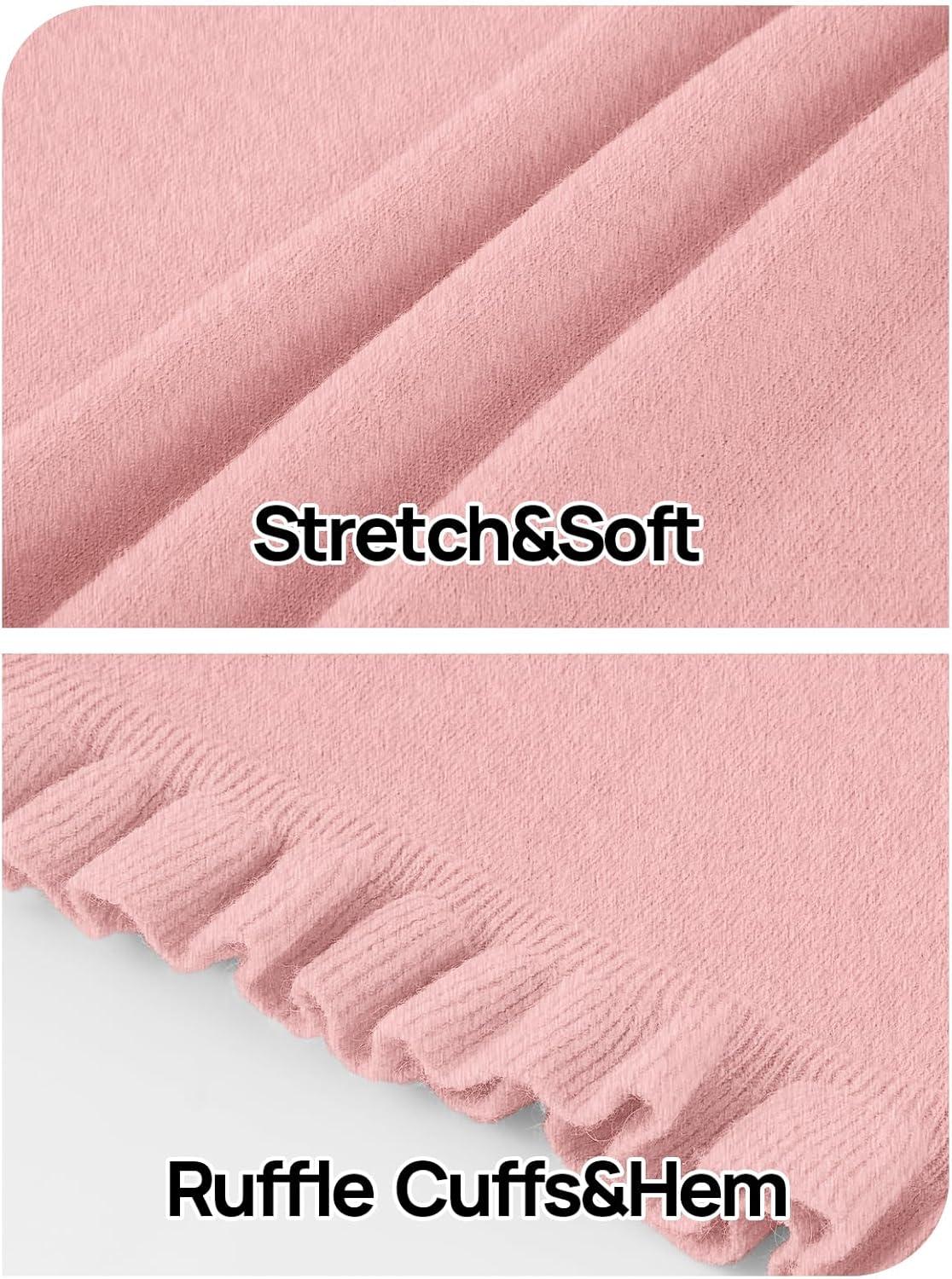 imageMEROKEETY Womens Spring Short Sleeve Sweater 2026 Summer Business Casual Shirt Cute Ruffled Knit Dressy Tops Trendy ClothesPink