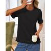 MEROKEETY Women’s Spring Short Sleeve Sweater 2026 Summer Business Casual Shirt Cute Ruffled Knit Dressy Tops Trendy Clothes(Black)