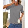 MEROKEETY Women’s Spring Short Sleeve Sweater 2026 Summer Business Casual Shirt Cute Ruffled Knit Dressy Tops Trendy Clothes(Grey)