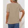 MEROKEETY Women’s Spring Short Sleeve Sweater 2026 Summer Business Casual Shirt Cute Ruffled Knit Dressy Tops Trendy Clothes(Khaki)