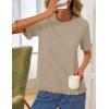 MEROKEETY Women’s Spring Short Sleeve Sweater 2026 Summer Business Casual Shirt Cute Ruffled Knit Dressy Tops Trendy Clothes(Khaki)