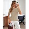 MEROKEETY Women’s Spring Short Sleeve Sweater 2026 Summer Business Casual Shirt Cute Ruffled Knit Dressy Tops Trendy Clothes(Khaki)