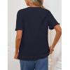MEROKEETY Women’s Spring Short Sleeve Sweater 2026 Summer Business Casual Shirt Cute Ruffled Knit Dressy Tops Trendy Clothes(Navy)