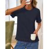MEROKEETY Women’s Spring Short Sleeve Sweater 2026 Summer Business Casual Shirt Cute Ruffled Knit Dressy Tops Trendy Clothes(Navy)