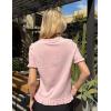 MEROKEETY Women’s Spring Short Sleeve Sweater 2026 Summer Business Casual Shirt Cute Ruffled Knit Dressy Tops Trendy Clothes(Pink)