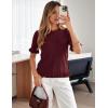 MEROKEETY Women’s Spring Short Sleeve Sweater 2026 Summer Business Casual Shirt Cute Ruffled Knit Dressy Tops Trendy Clothes(Wine)