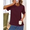 MEROKEETY Women’s Spring Short Sleeve Sweater 2026 Summer Business Casual Shirt Cute Ruffled Knit Dressy Tops Trendy Clothes(Wine)