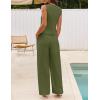 MEROKEETY Women’s 2 Piece Outfits Summer 2026 Sleeveless Suit Vest Wide Leg Pants Business Work Casual Blazer Sets(Army)